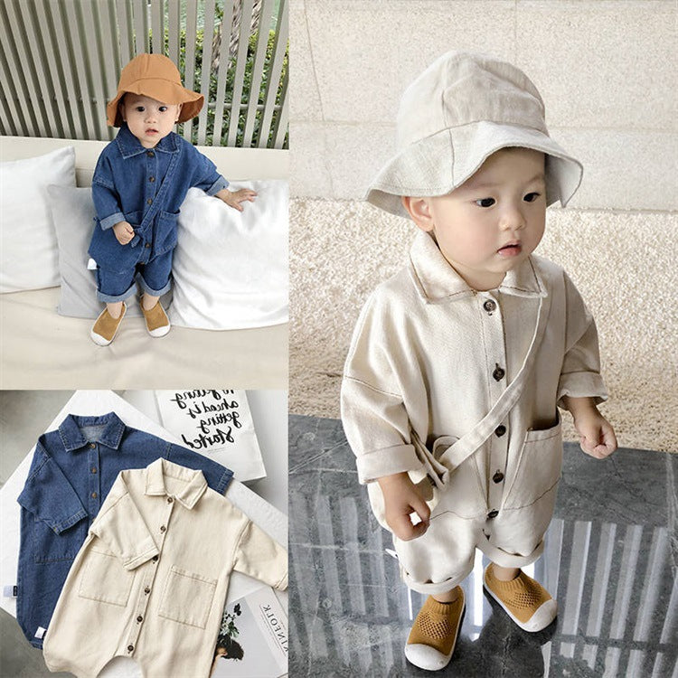 Korean Style Denim Baby Jumpsuit – Autumn for Boys