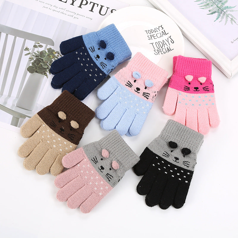 Winter Knitted Five-Finger Warm Gloves