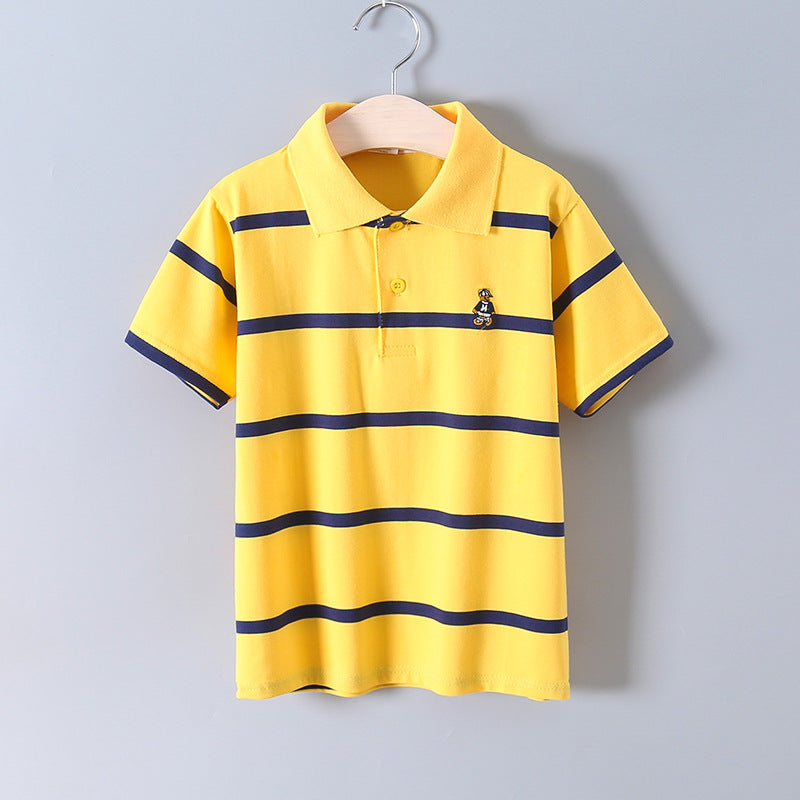 Boys’ Cotton Polo T-Shirt – Striped Summer Wear