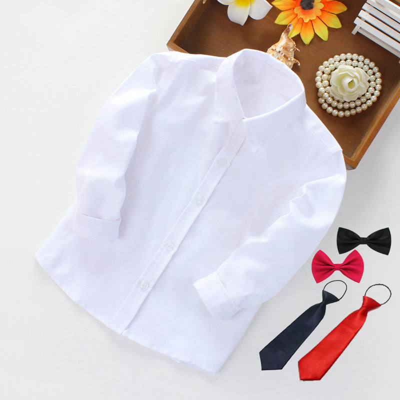 Kids White School Uniform Long-Sleeve Shirt