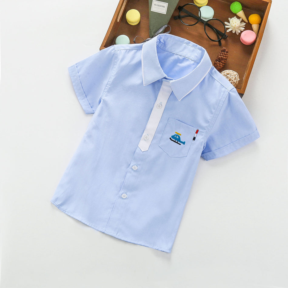 Boys Summer Short Sleeve Casual Shirt for Small Kids