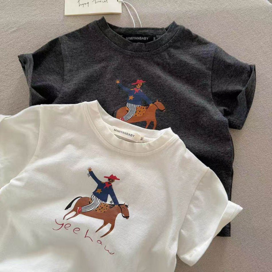 2026 Summer Kids' Western Style Cotton Cartoon T-Shirt