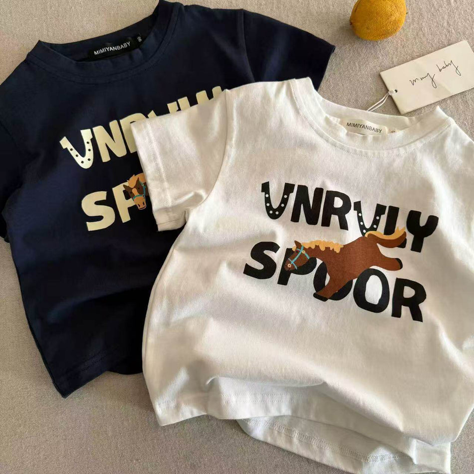2026 Summer Kids' Letter Print Pure Cotton T-Shirt