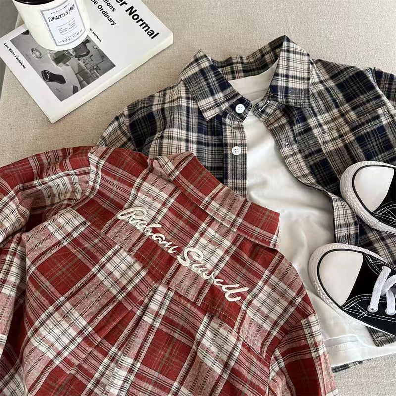 Kids Plaid Long-Sleeve Shirt Spring & Autumn 2026