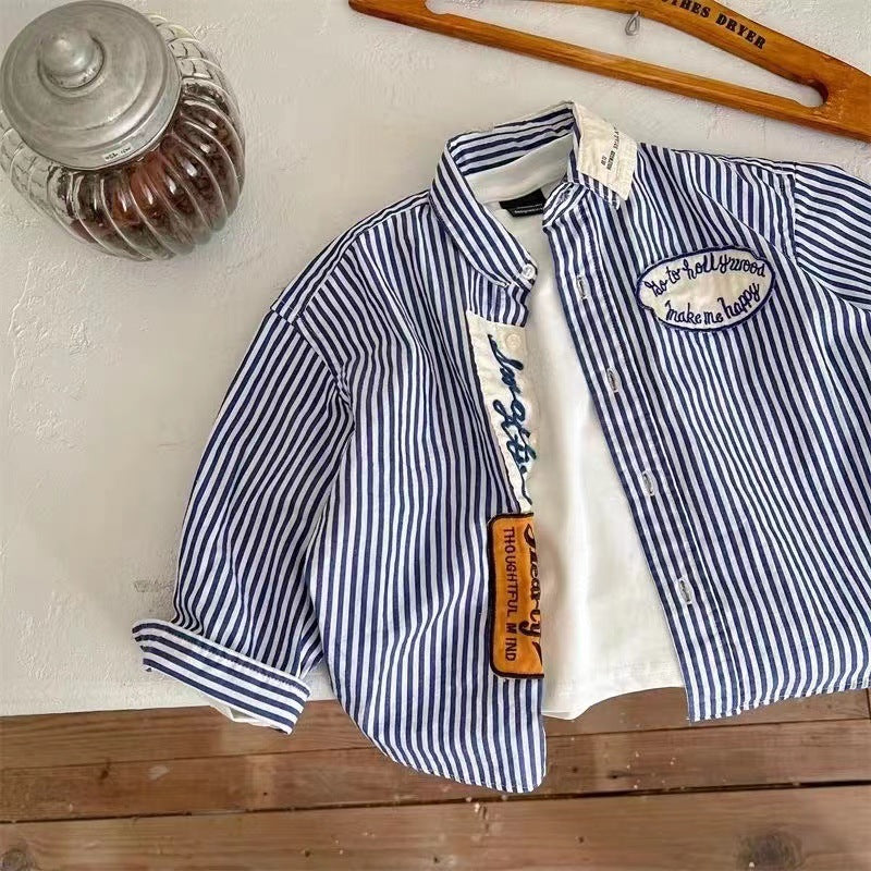 Kids Striped Cotton Long-Sleeve Shirt Autumn 2026