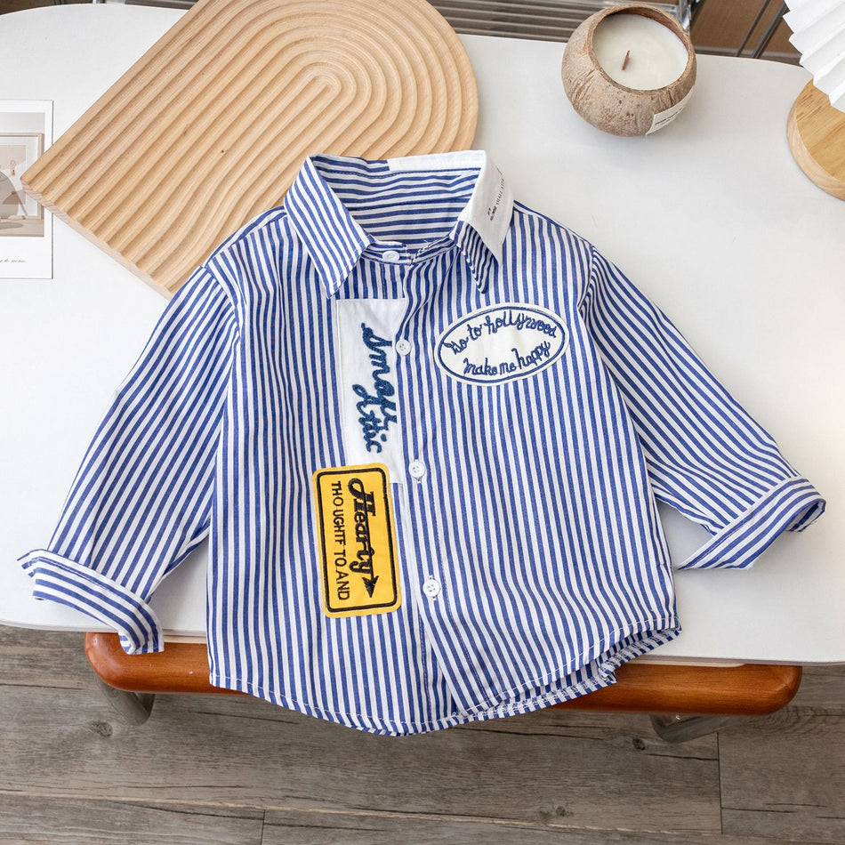 Kids Striped Cotton Long-Sleeve Shirt Autumn 2025