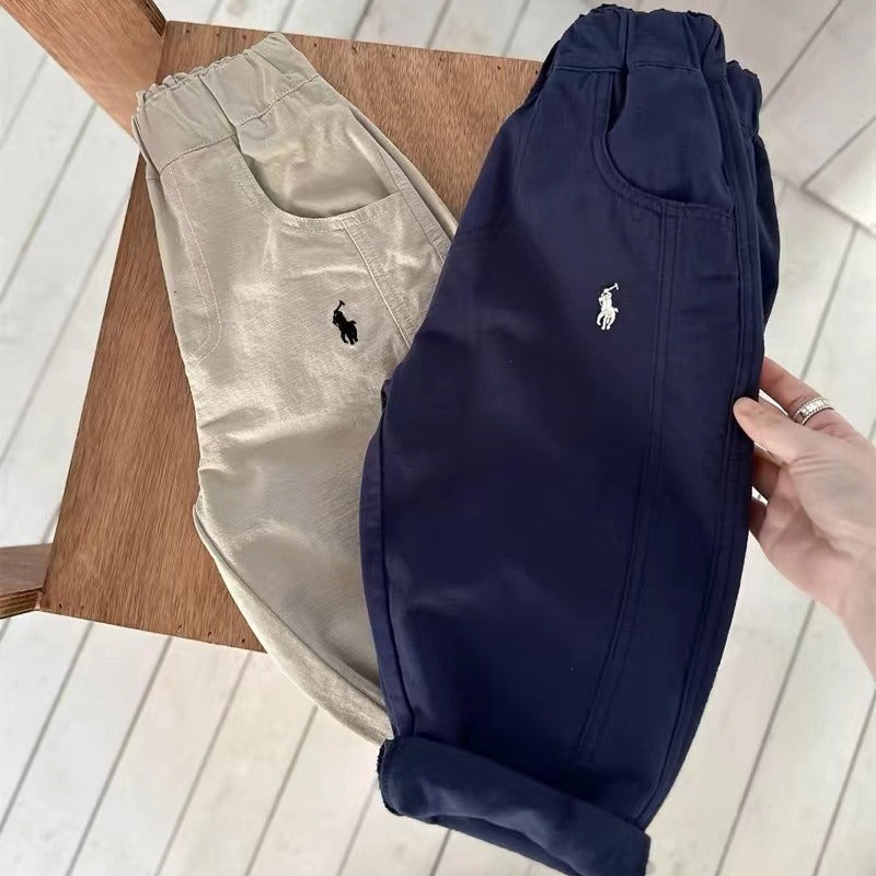 Kids Embroidered Carrot Pants Elastic Waist 2025