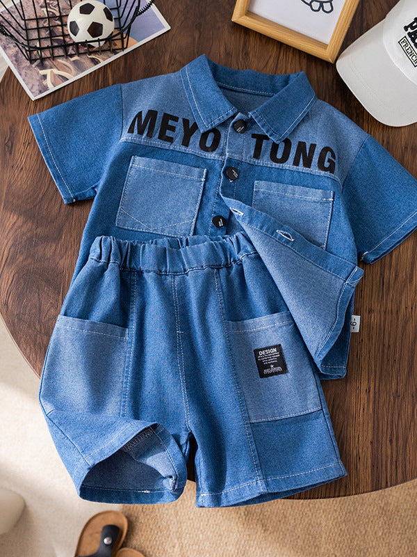 Kids Korean Denim Set Summer Jacket & Jeans Suit