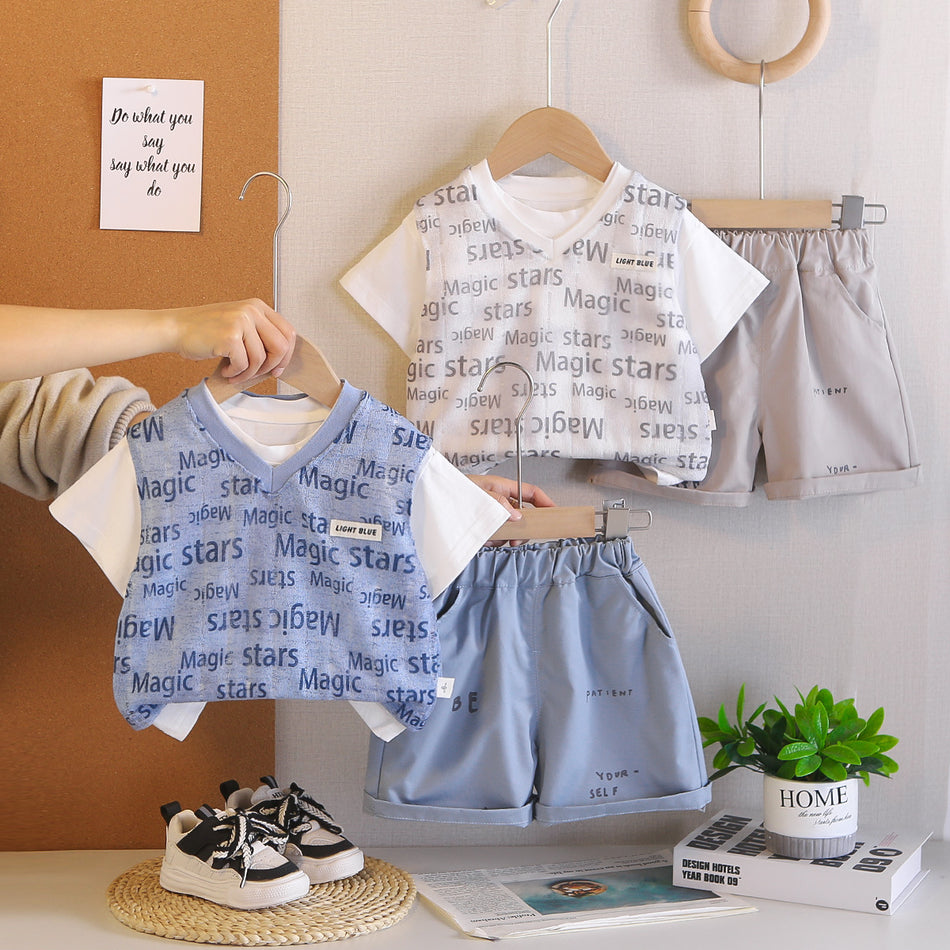 Boys 2026 Summer 3-Piece Vest & T-Shirt Set