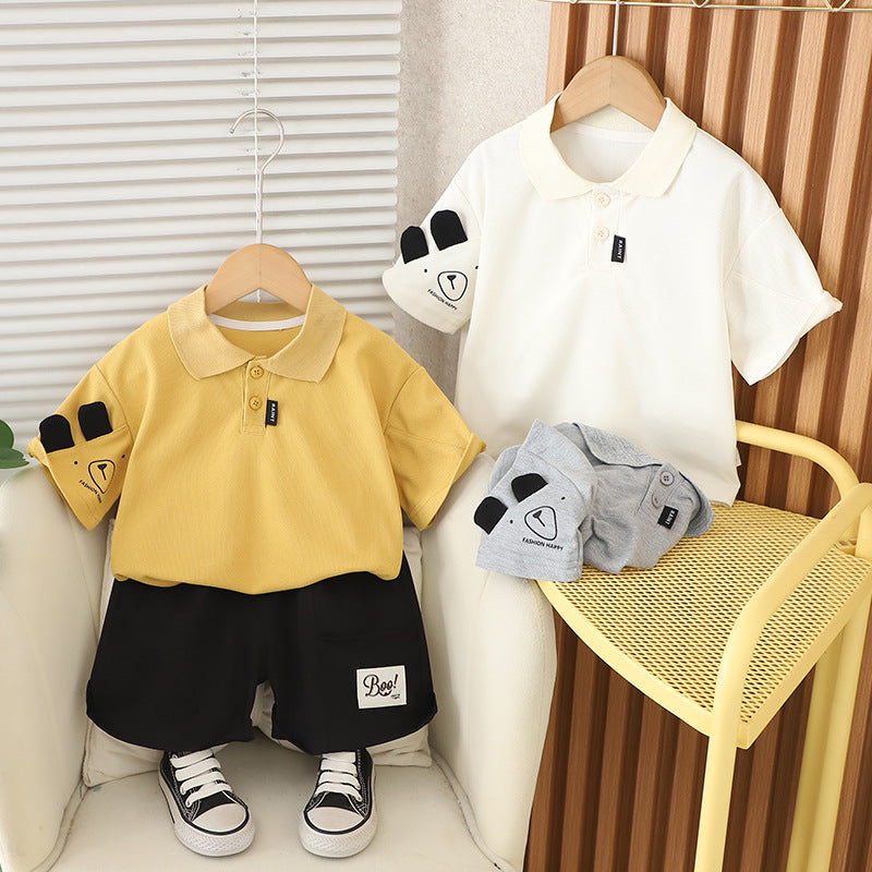 Kids 2025 Summer Bear 2-Piece Cotton Set (0-4 Yrs)