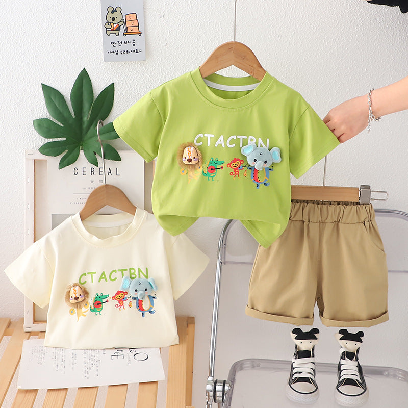 Boys 2025 Summer Cartoon 2-Piece Set