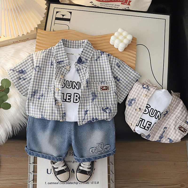 Boys 2026 Summer Plaid 3-Piece Suit