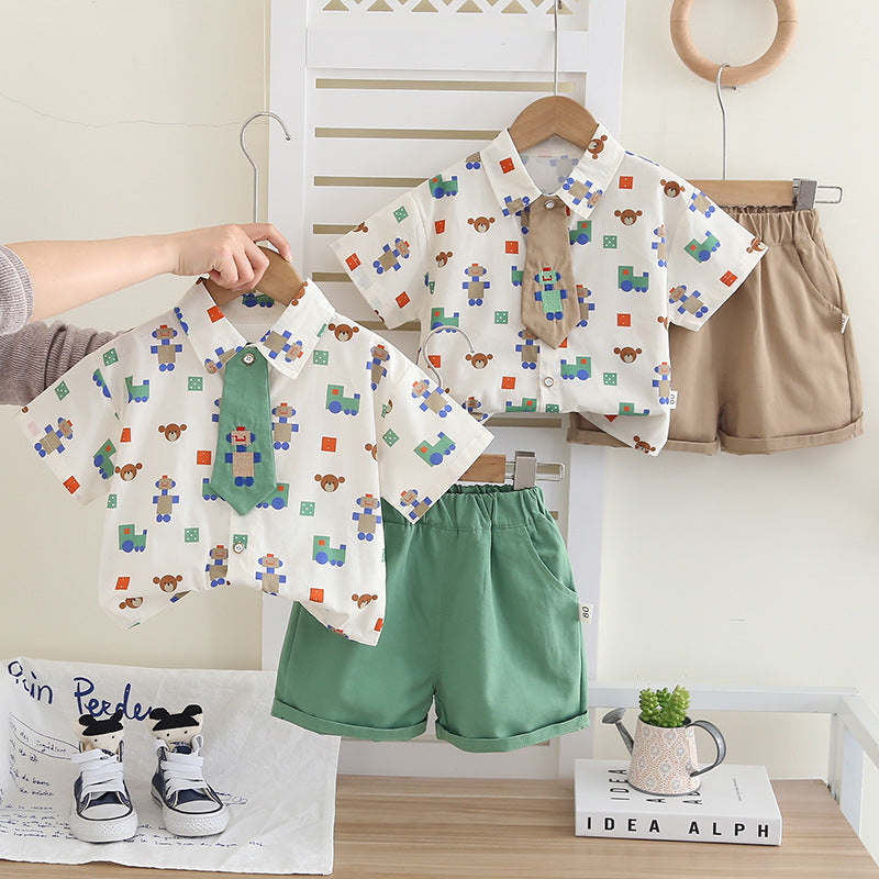 Boys 2025 Summer Cartoon 2-Piece Suit