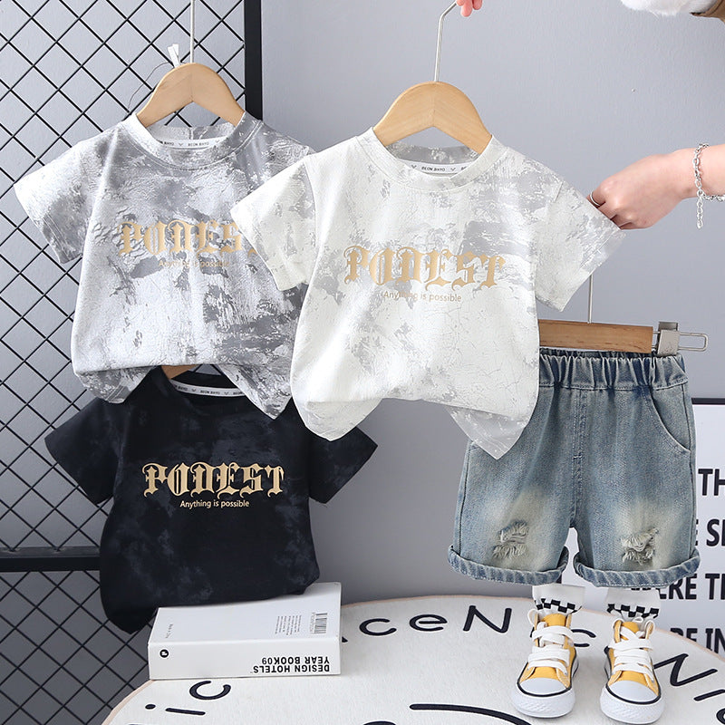 Boys 2025 Summer Short-Sleeved 2-Piece Suit