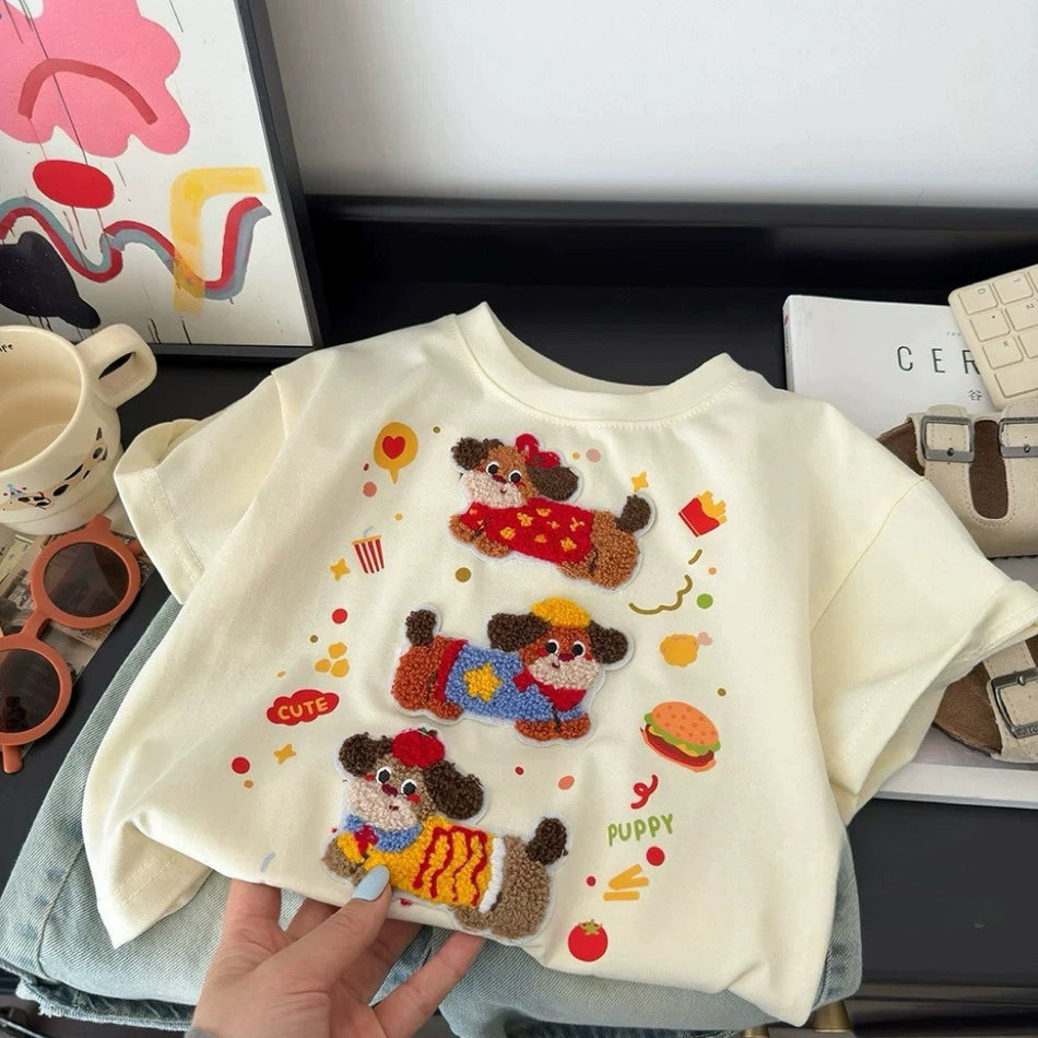 Boys 2025 Summer Cartoon 3D Cotton Short-Sleeve T-Shirt