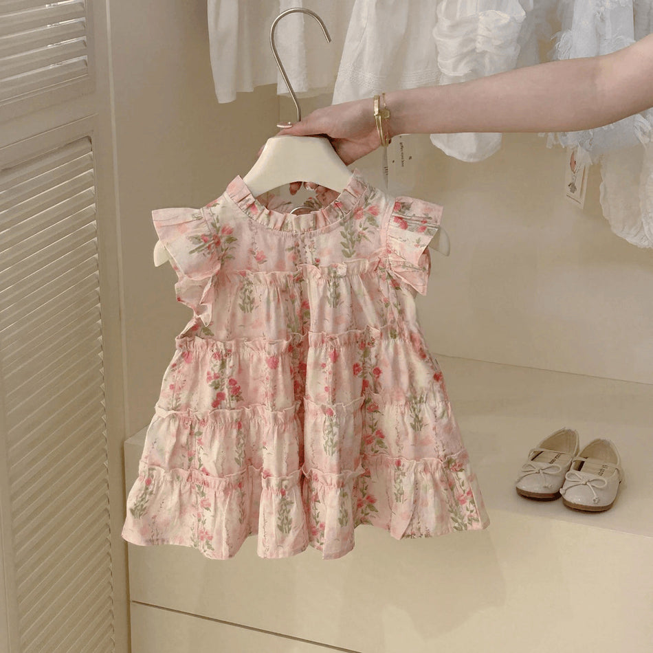 Girls 2025 Summer Floral Princess Dress