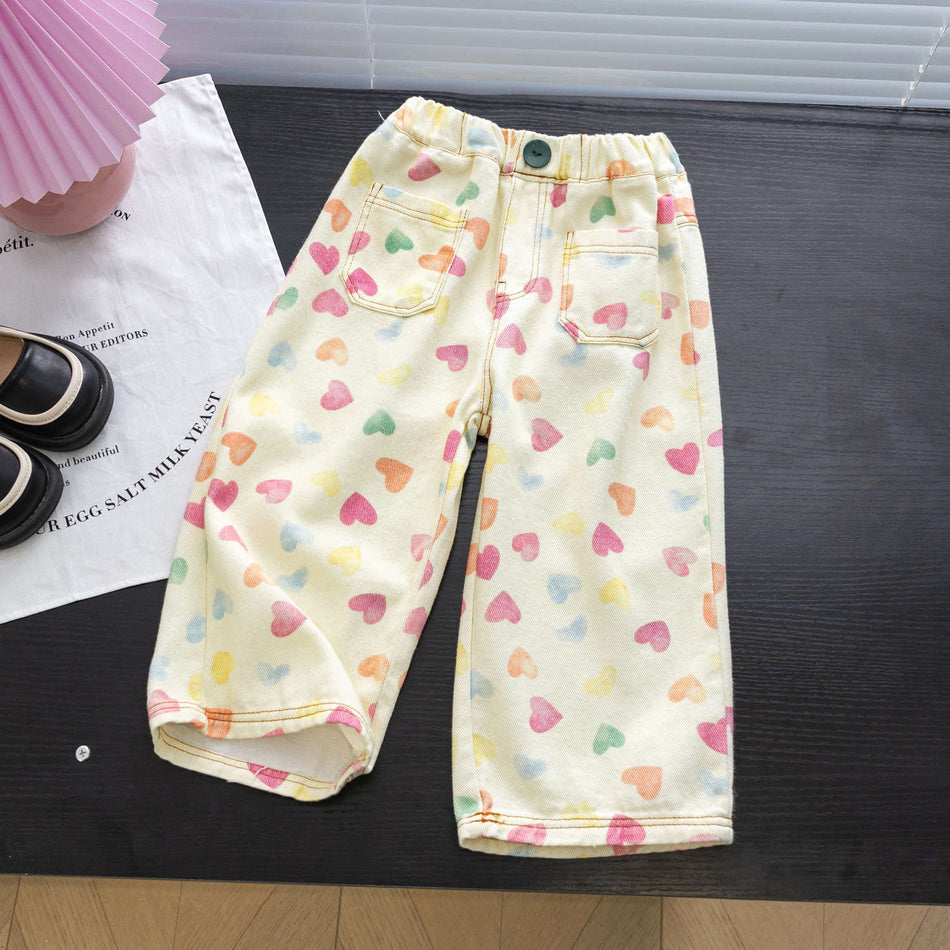 Girls 2025 Spring Korean-Style Casual Straight Jeans