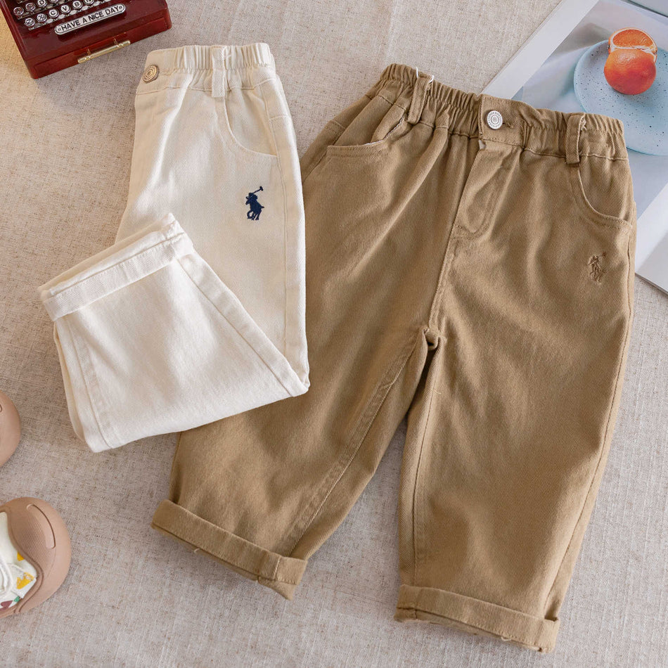 Kids 2025 Spring Autumn Elastic Straight Casual Pants