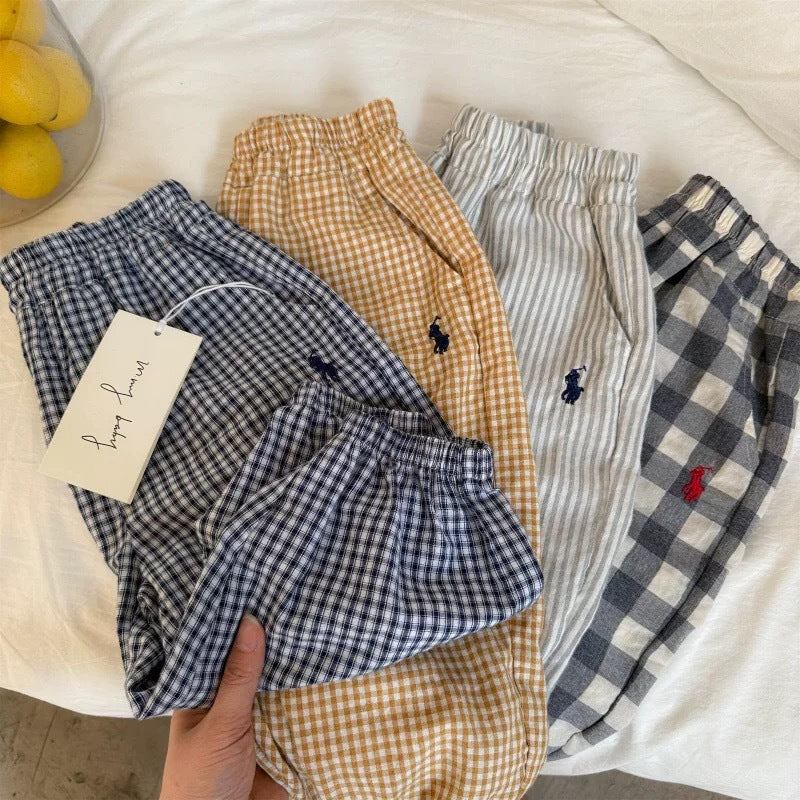Kids 2025 Summer Plaid Anti-Mosquito Loose Pants