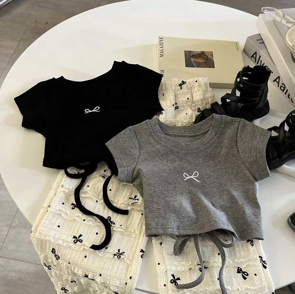 Trendy Girls Summer Backless T-Shirt & Pants Set 2025