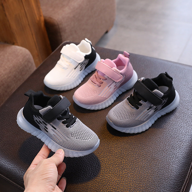 Kids Contrast Color Flying Fabric Sneakers – 2024