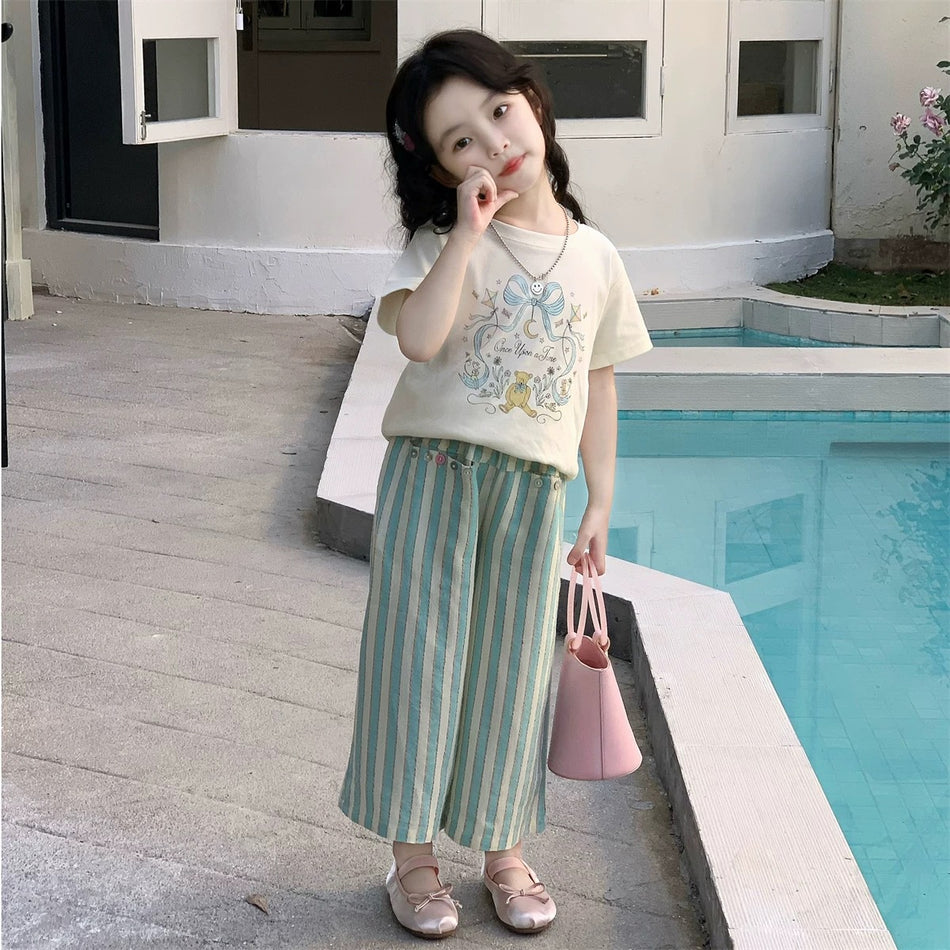 Girls Wide-Leg Pants & T-Shirt Summer Set 2025