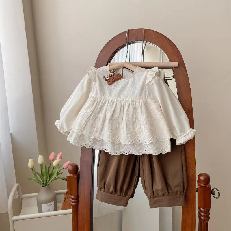Girls Cotton Embroidered Doll Shirt & Pants Set 2023