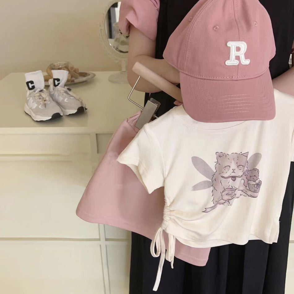 Girls Summer Short Sleeve Top & Skirt Set 2025