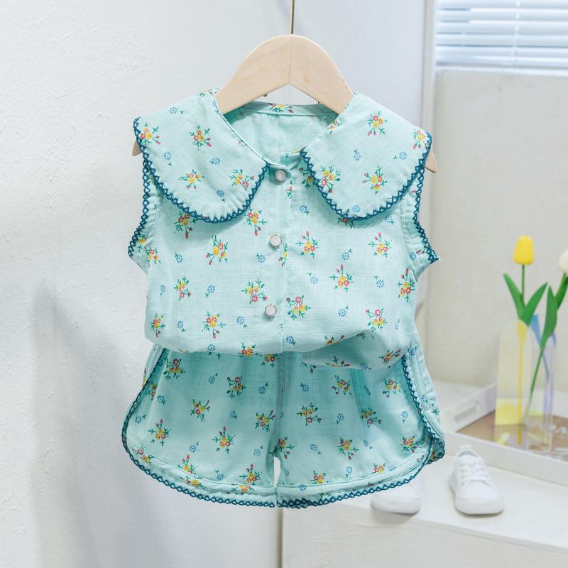 Girls Korean Short Sleeve Top & Shorts Set 2025