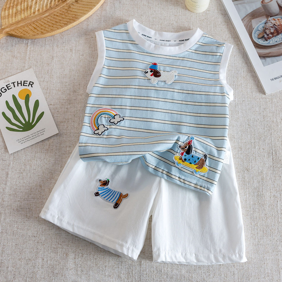 Kids Cartoon Vest & Shorts Set Summer 2025