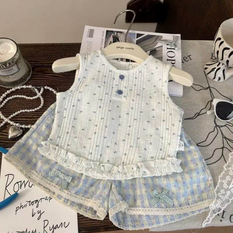 Girls Bow Vest & Shorts Summer Set 2025