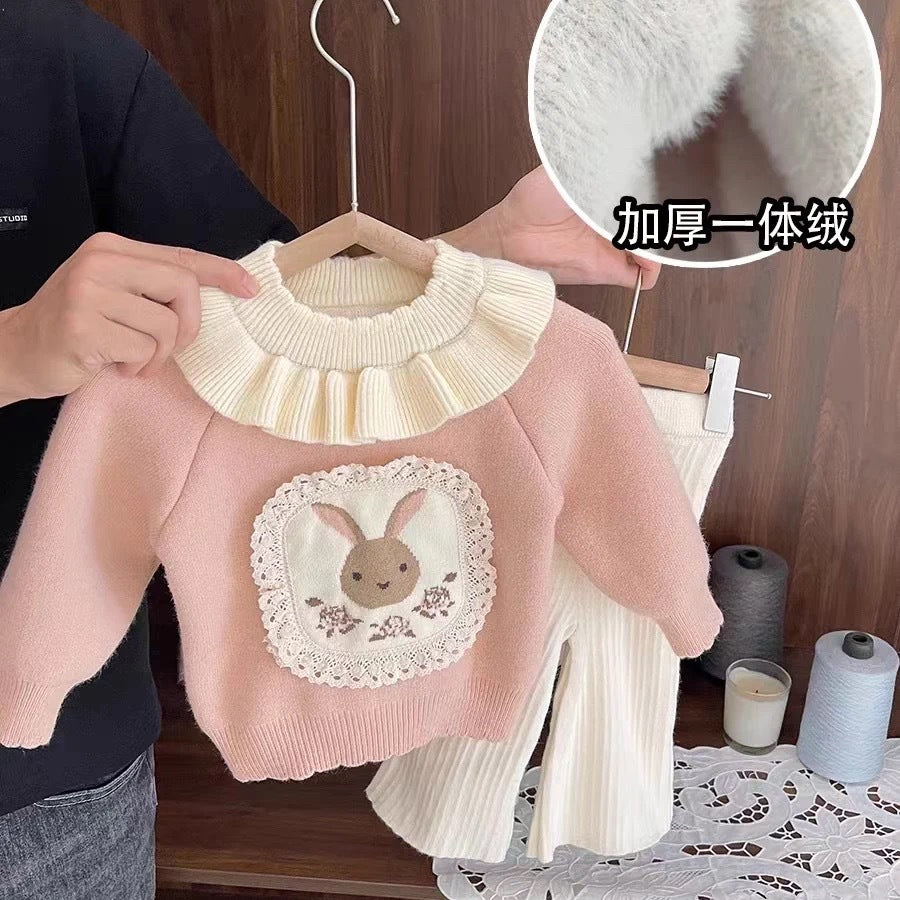 Girls Velvet Pullover & Pants Winter Set 2025