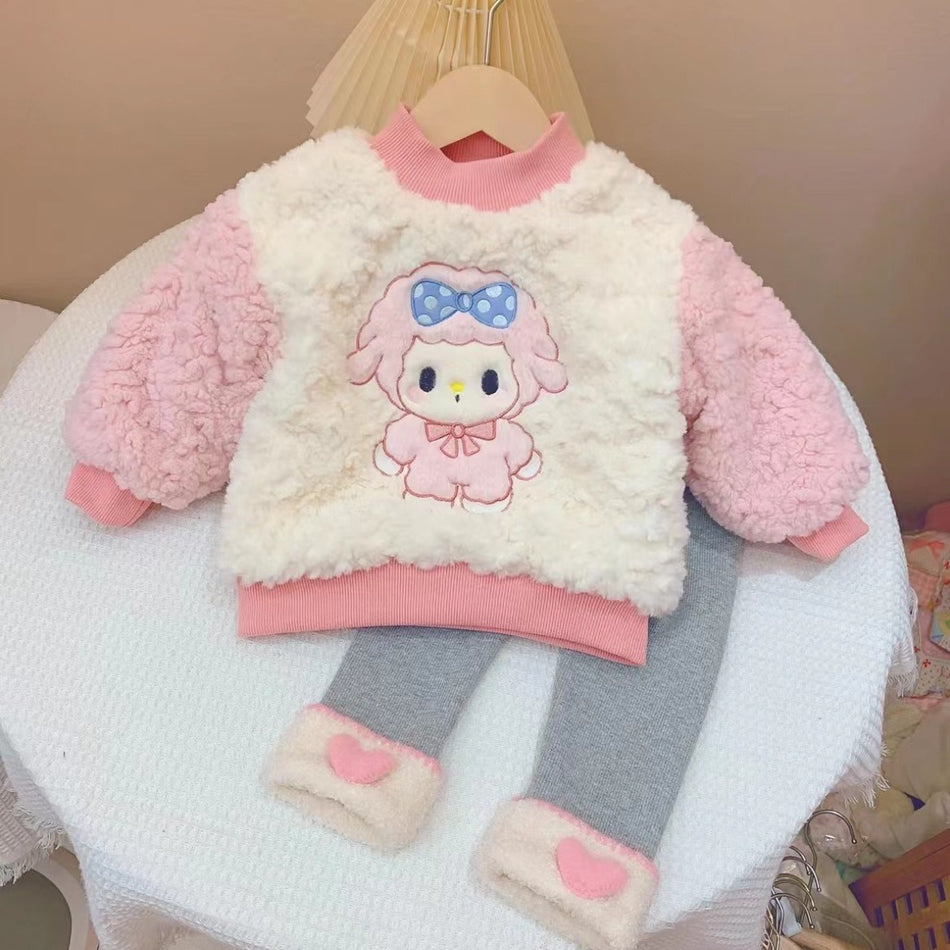 Girls Fleece Sweater & Velvet Leggings Set Winter