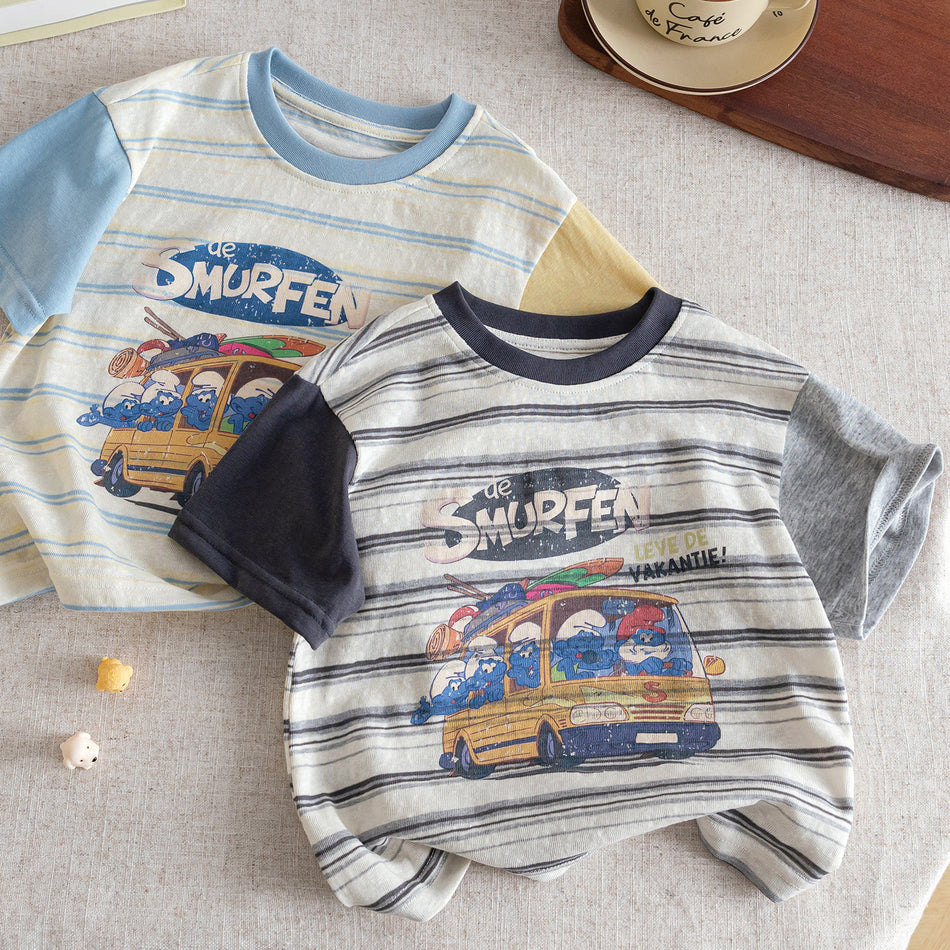 Boys Cartoon Striped T-Shirt Summer 2025