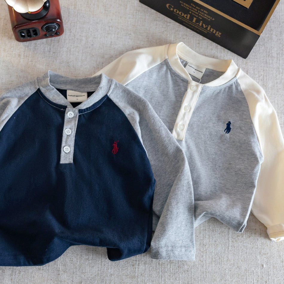 Boys Colorblock Polo Long-Sleeve T-Shirt 2025
