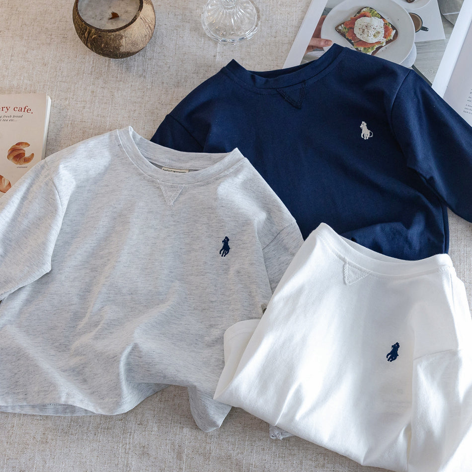 Boys Solid Color Cotton Long-Sleeve T-Shirt 2025