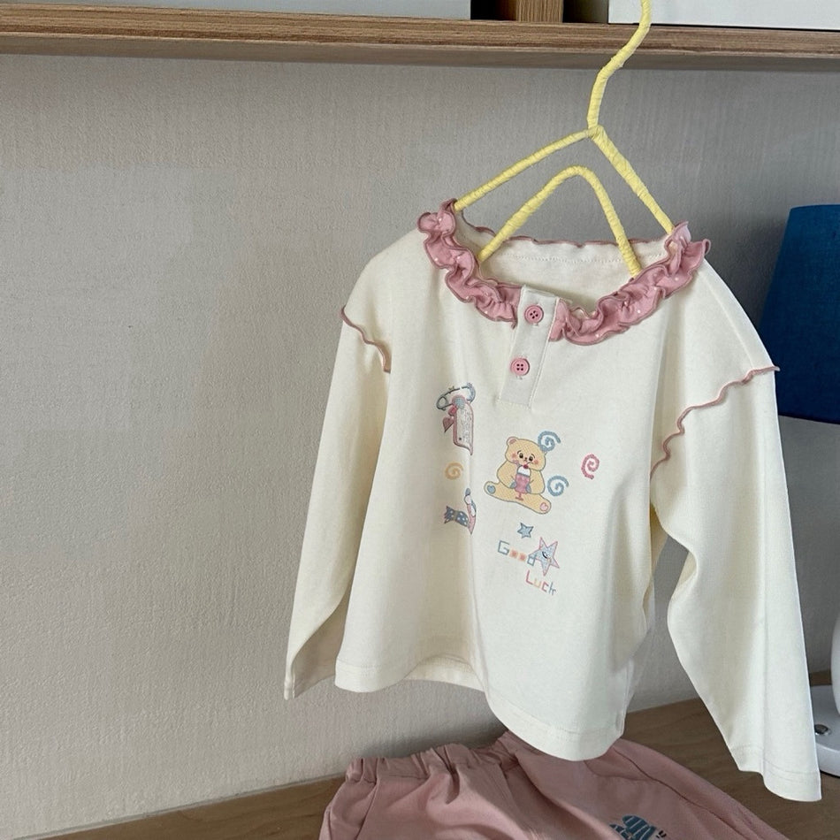 Girls Cartoon Bear Long-Sleeve T-Shirt 2026