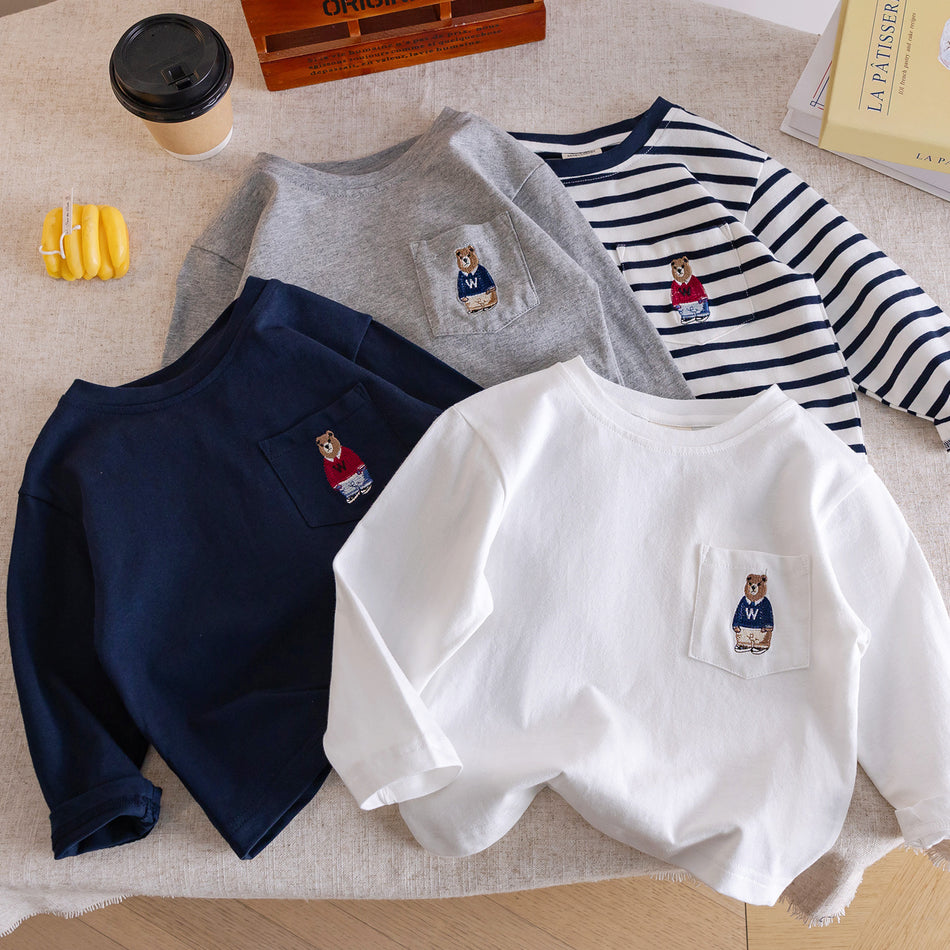 Boys Bear Striped Long-Sleeve T-Shirt Autumn 2025
