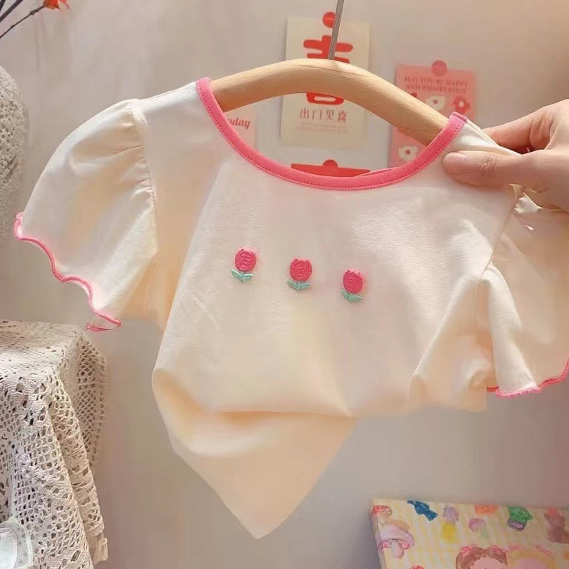 Girls Bow Puff Sleeve T-Shirt Summer 2025
