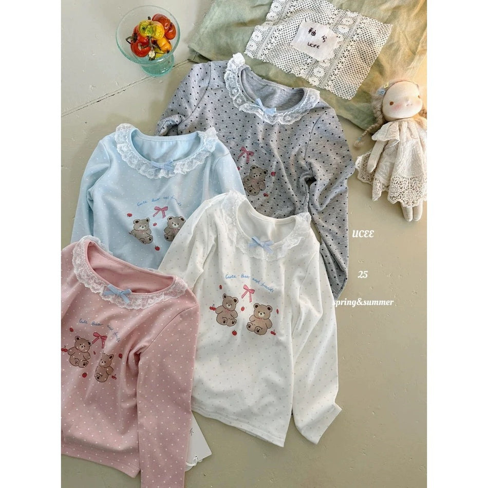 Girls Lace Cartoon Long-Sleeve T-Shirt Spring 2025