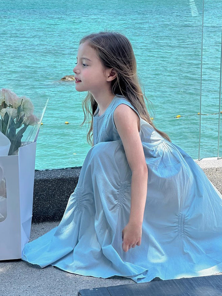 2025 Girls Summer Princess Vest Dress for Beach