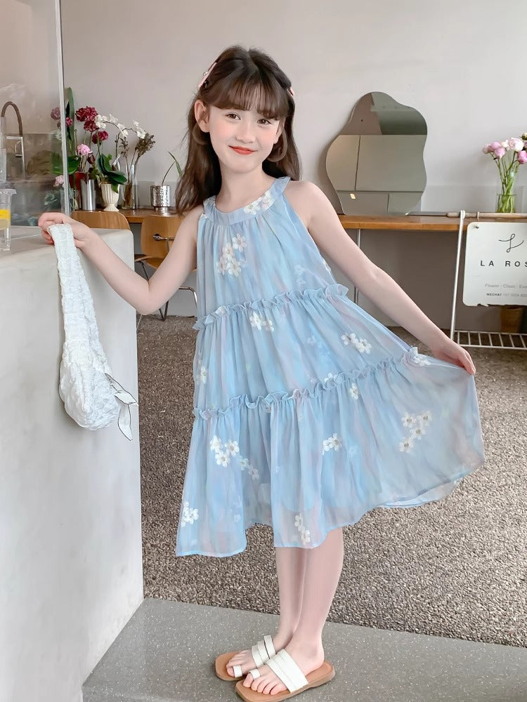2025 Girls Chiffon Princess Summer Beach Skirt