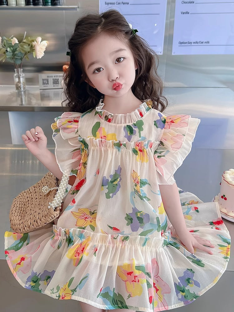 2025 Girls Floral Princess Summer Dress