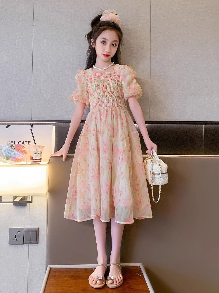 2025 Girls Floral Breathable Summer Princess Dress