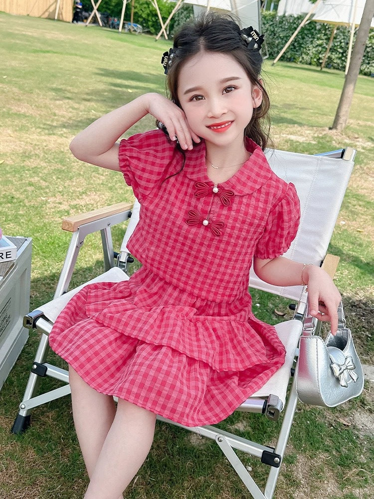 2025 Girls Summer Short-Sleeved Two-Piece Set