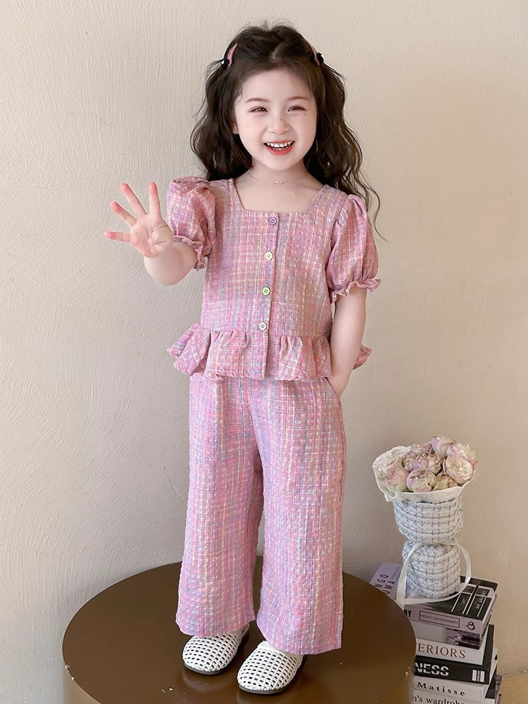 2025 Girls Short-Sleeved Summer Two-Piece Set