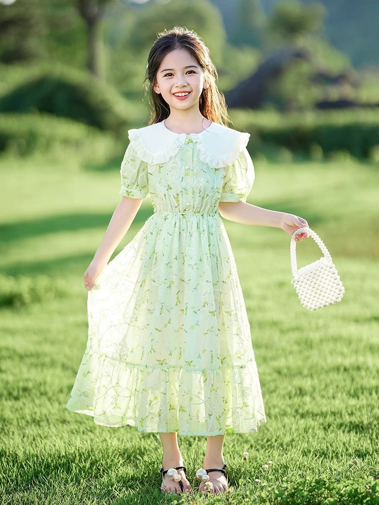 2025 Girls Floral Princess Summer Skirt Dress
