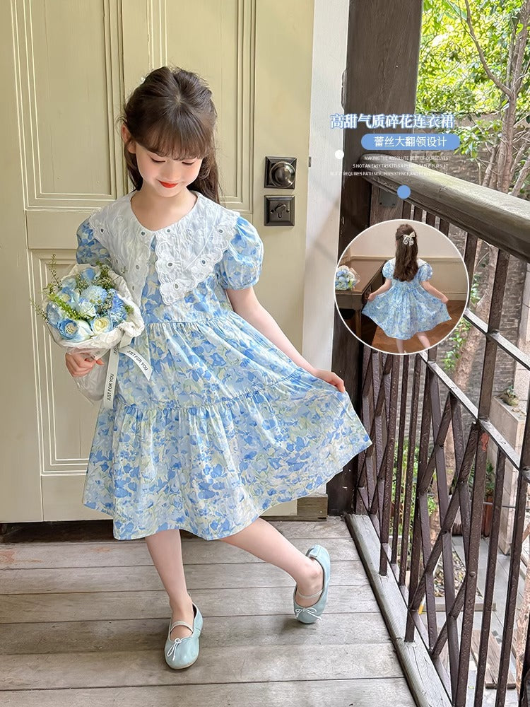 2025 Girls Floral Breathable Summer Princess Dress