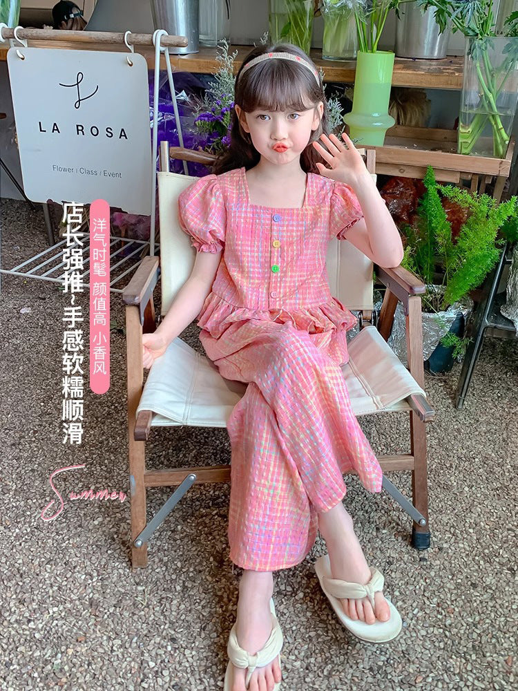 2025 Girls Hanfu Two-Piece Summer Dress Set