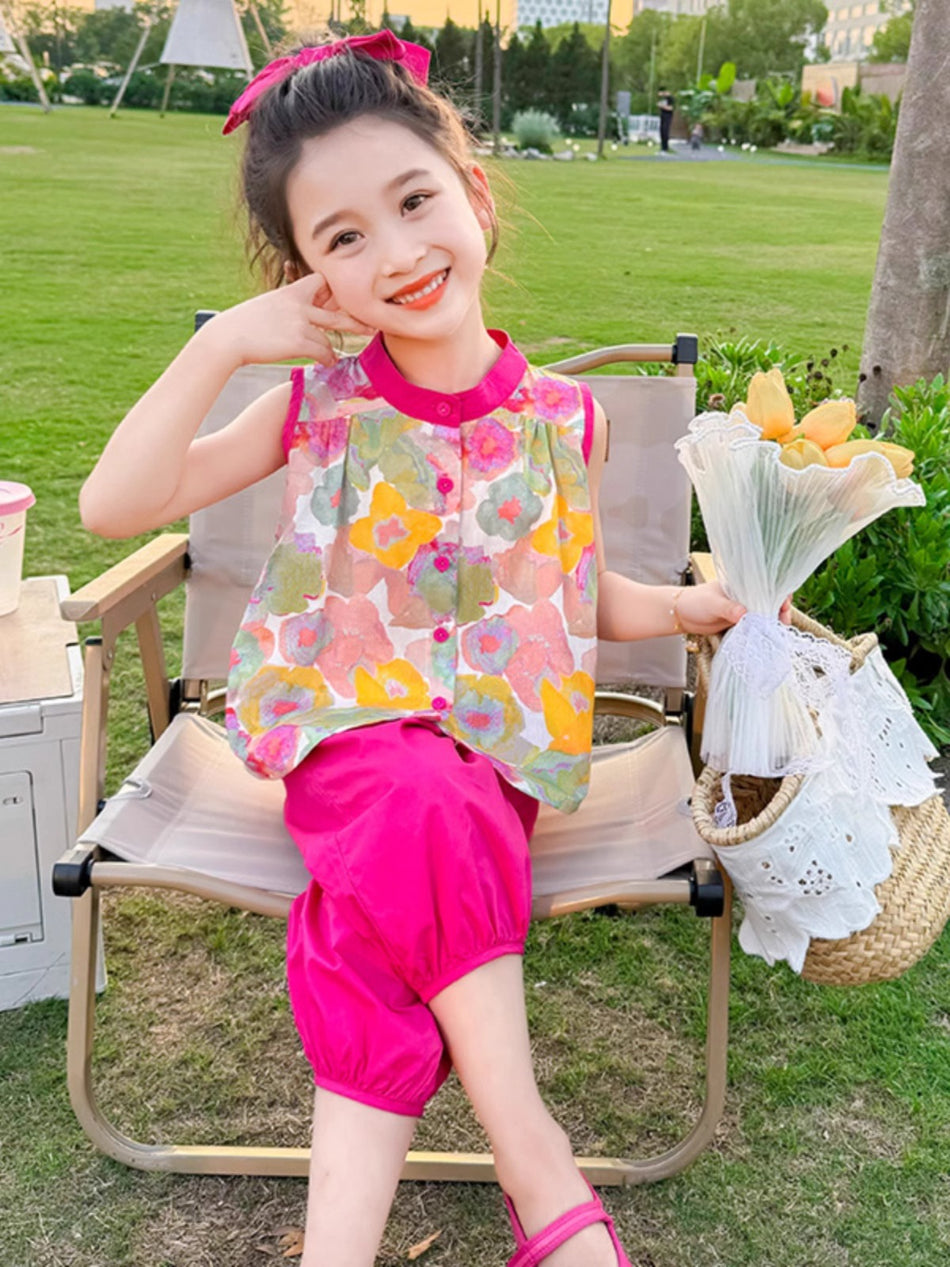 2025 Girls Sleeveless Vest & Leggings Summer Set